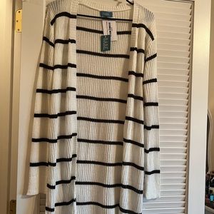 White with black strips cardigan